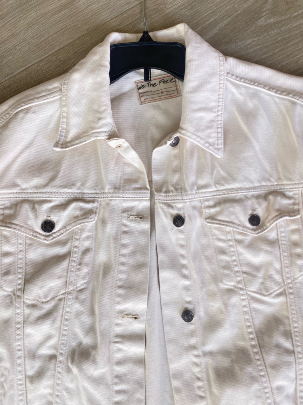 We The Free Free People Cream Denim Medium Oversized Trucker Jacket - Picture 2 of 9